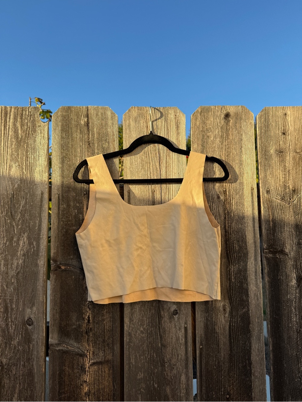 Y2K Command Tan Beige Scoop Faux Leather Crop Tank